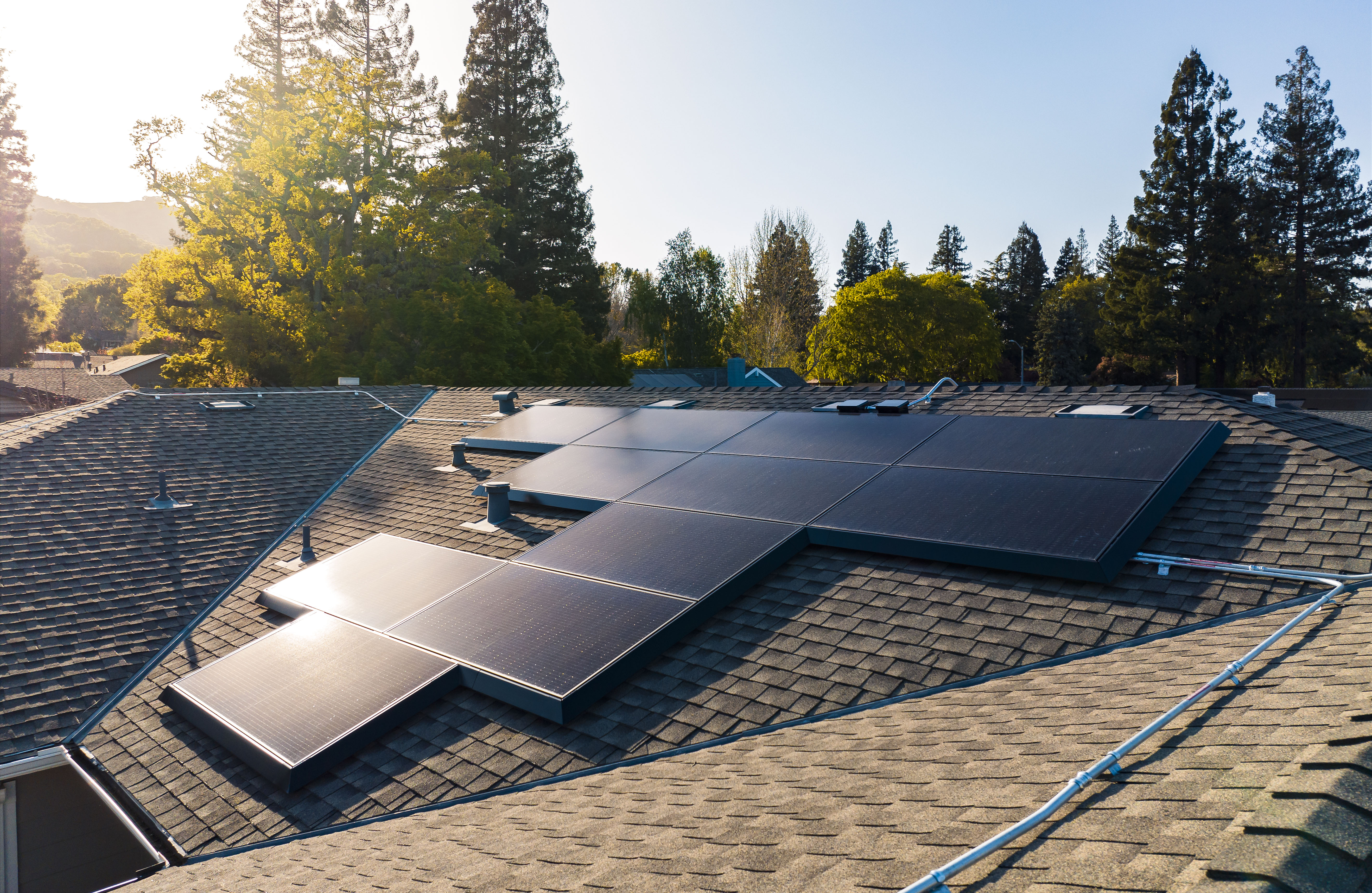 Tesla solar panels installed on residential roof